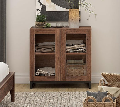 WAMPAT Modern TV Stand with Glass Doors - Image 4