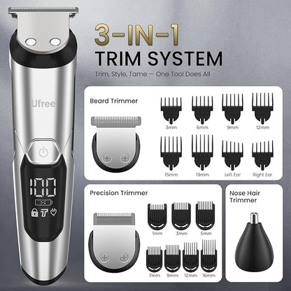 Ufree 3-in-1 Beard Trimmer Kit, Men's Electric Shaver Razor - Image 4