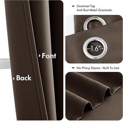 MIULEE Chocolate Brown Blackout Curtains - Image 4