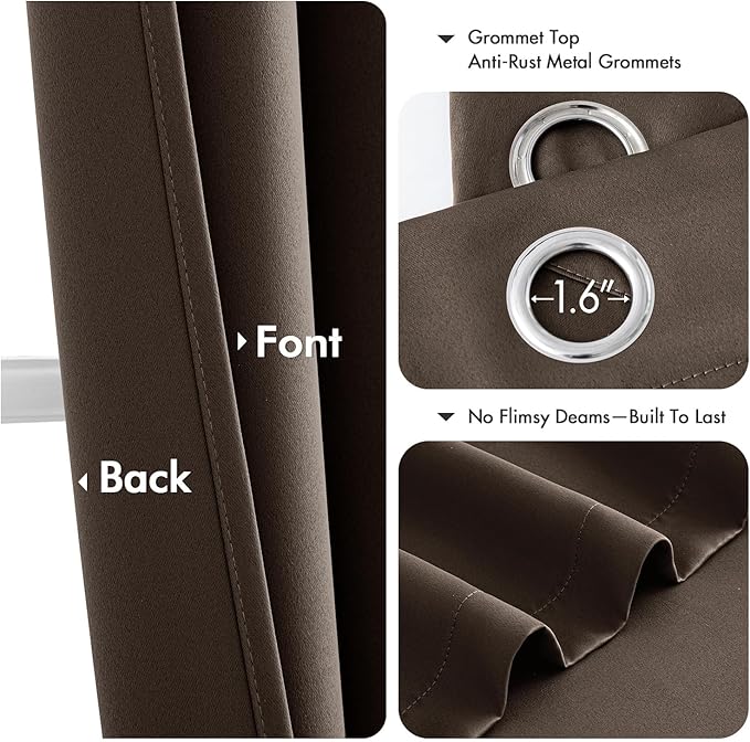 MIULEE Chocolate Brown Blackout Curtains - Image 4