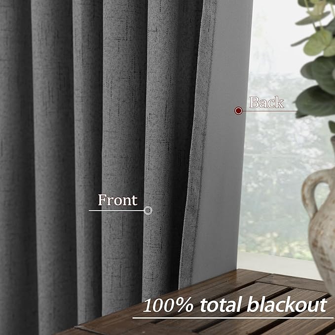 KOUFALL 102 Inch Long Curtains, 2 Panels Set, Dark Gray - Image 5