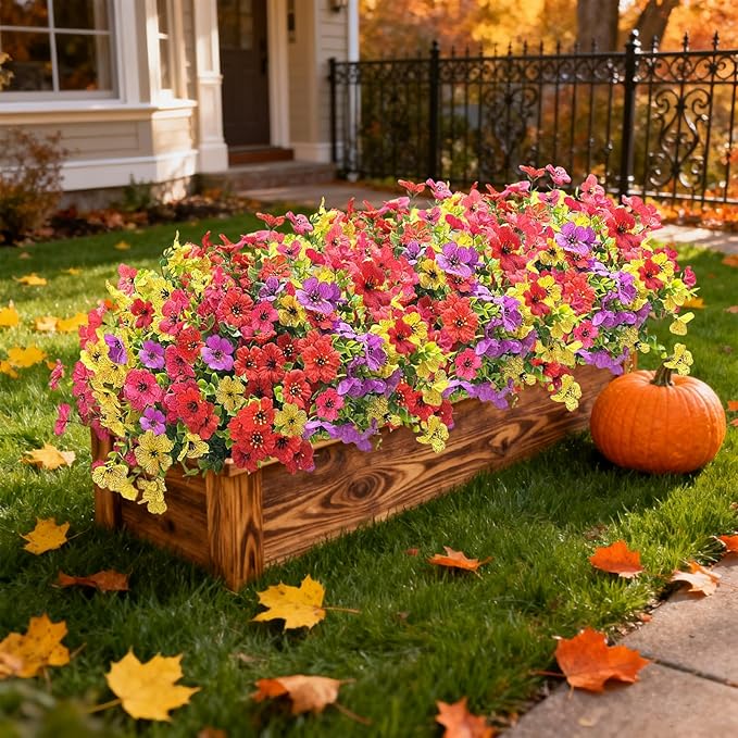 12 Bundles Artificial Flowers for Spring Summer Outdoor Decoration Faux - Image 9