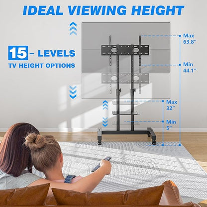 Rfiver Mobile TV Cart Rolling TV Stand - Image 2