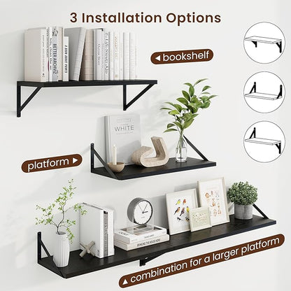 Axeman Deep Floating Shelves | 24 Inch Black Wall Shelves Set of 2 | 10 Inch - Image 4