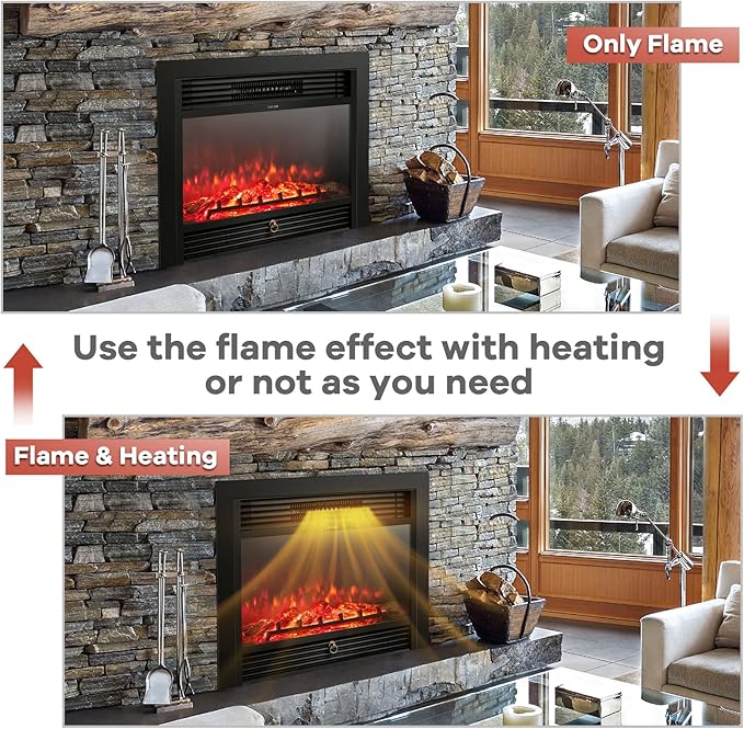 Giantex 28.5" Electric Fireplace Insert, Wall Recessed/Mounted, Freestanding - Image 7