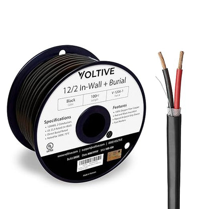 Voltive 12/2 Speaker Wire, in-Wall CL3 & Direct Burial, 100ft by Voltive