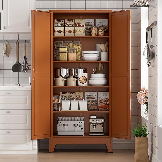 COFaR 5 Tier Metal Kitchen Storage Cabinets, Farmhouse Tall Cabinet - Image 8