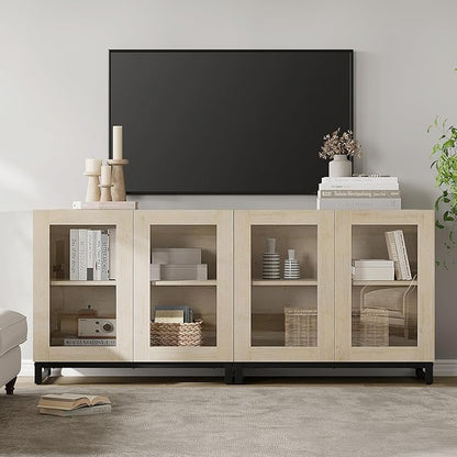 WAMPAT Modern TV Stand with Glass Doors - Image 3