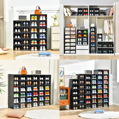 12 Pack Shoe Boxes Organizer, Magnetic Door Shoe Storage Boxes, Fit up to US - Image 5