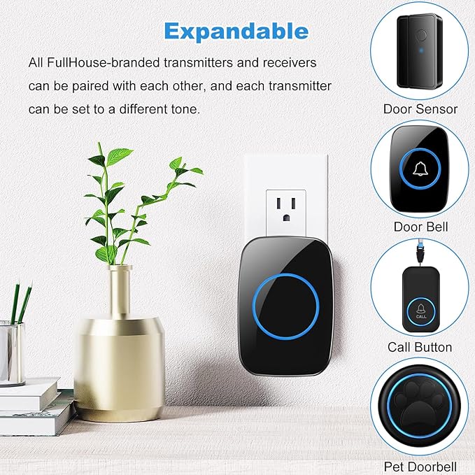 Wireless Doorbell, Waterproof Door Bell Kit, Distinguish front and rear doors - Image 5