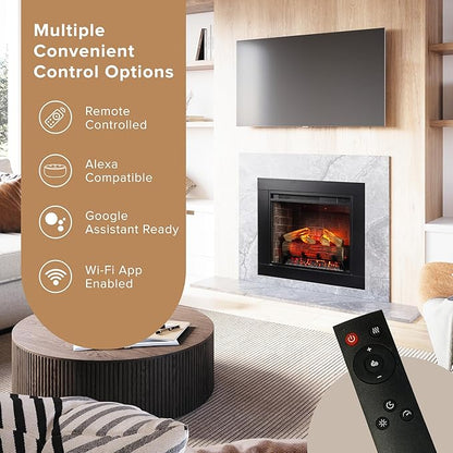 Modern Ember Uptown 23" Smart Electric Fireplace Insert + Trim Kit, Alexa/WiFi - Image 3