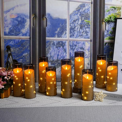 Flameless Candles with Embedded Star String, Battery Operated LED Pillar - Image 3