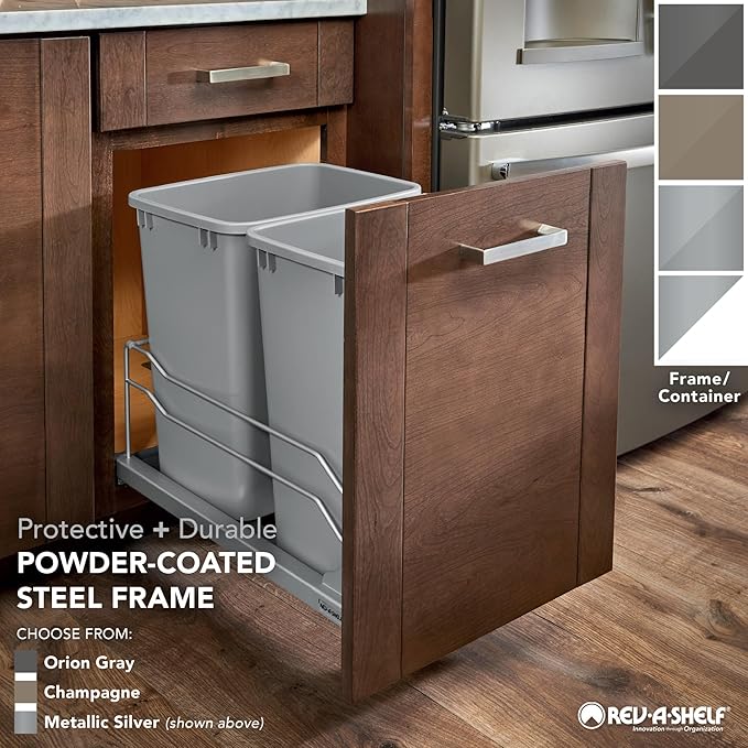 Rev-A-Shelf Double Pullout for Under Kitchen Cabinets 35 Quart 8.75 Gallon - Image 6