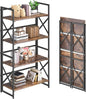 4NM 4 Tiers No Assembly Book Shelves, 41.3" H Folding Bookshelf Bookcase Open by 4NM