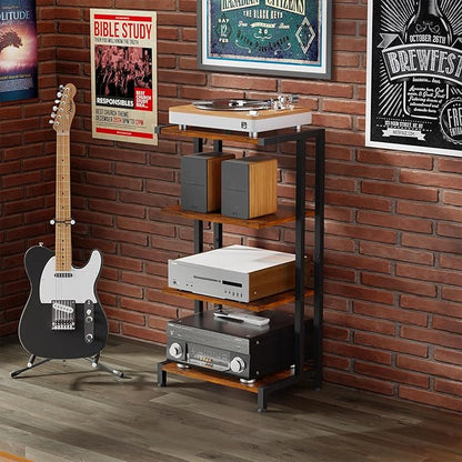 X-cosrack 16.5" Small 4-Tier AV Media Stand, Narrow Version Wooden Corner - Image 2