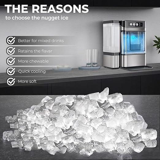Chewable Crunchable Countertop Nugget Ice Maker，with Side Water Tank, 41 Lbs in - Image 8