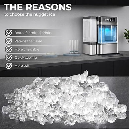 Chewable Crunchable Countertop Nugget Ice Maker，with Side Water Tank, 41 Lbs in - Image 8