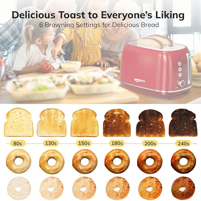 2 Slice Stainless Steel Toaster Retro - Image 3