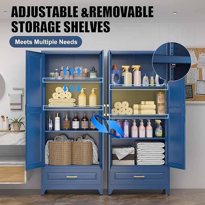 75" Tall Metal Storage Cabinet, Kitchen Pantry Storage Cabinets - Image 4