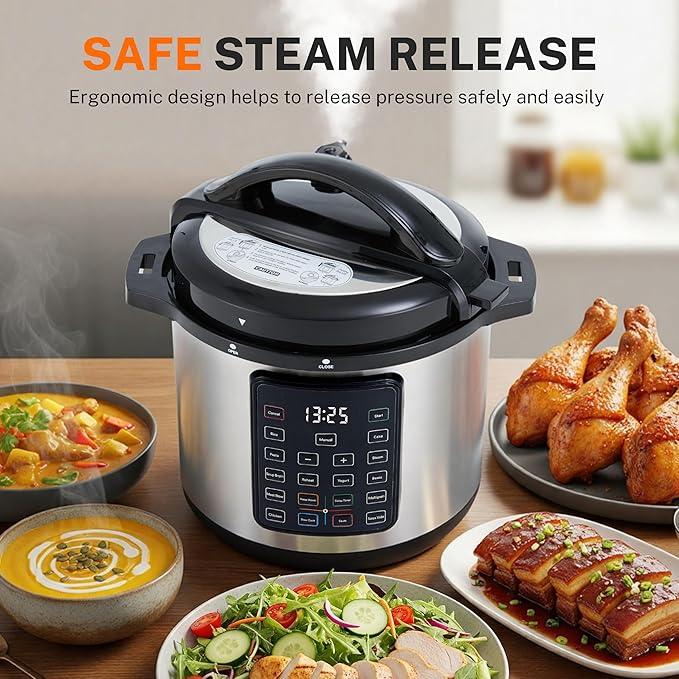HealSmart 16-in-1 Electric Pressure Cooker 8 Quart, Non-Stick Stainless Steel - Image 5
