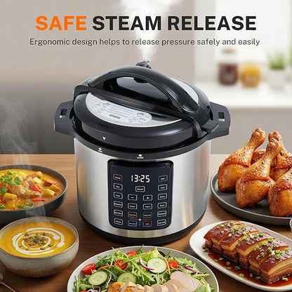HealSmart 16-in-1 Electric Pressure Cooker 8 Quart, Non-Stick Stainless Steel - Image 5