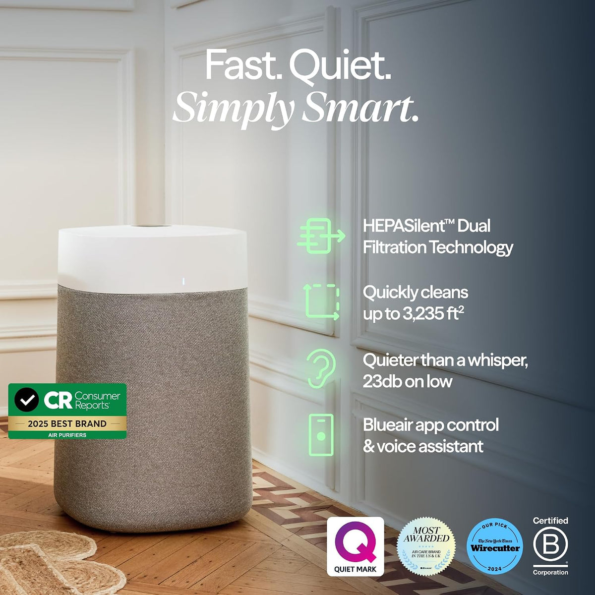 blueair air purifiers for home large room up shown in use