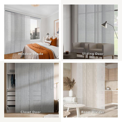 Panel Blinds Semi-Sheer 45.8"-86" x 96", Yucca | Semi-Sheer Panel Track Blinds for Room Dividers, Sliding Glass and Closet Doors with Adjustable Track, Trimmable to 96"