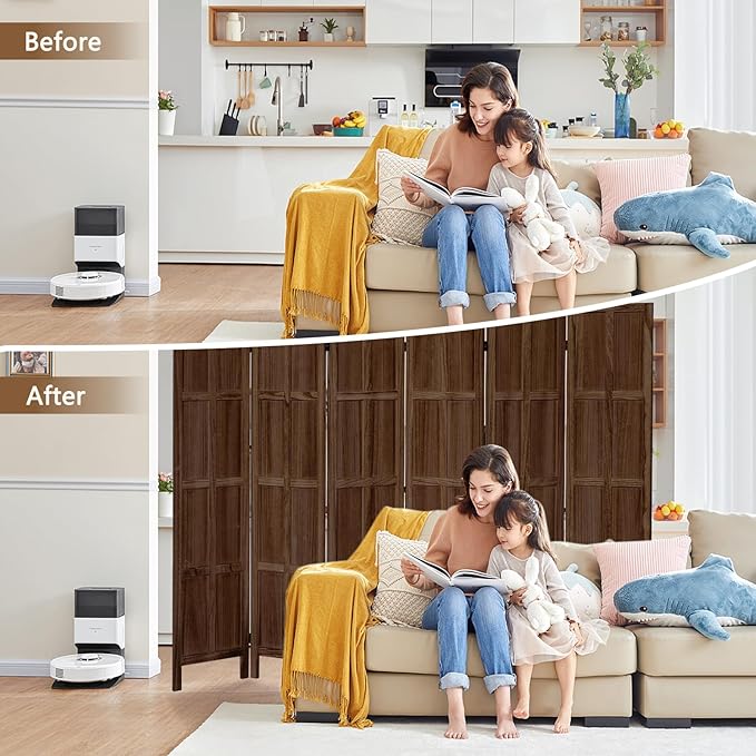 ALeesing 6 Panel Room Divider, 5.6Ft Wood Room Dividers and Folding Privacy - Image 5