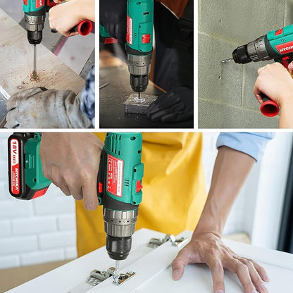 Cordless Hammer Drill Driver 18V, HYCHIKA 400 In-lbs Torque Power Drill - Image 5