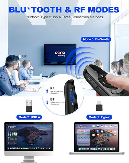 DinoFire USB Type C Wireless Presentation Clicker, BT&RF 2.4GHz Dual Modes - Image 2