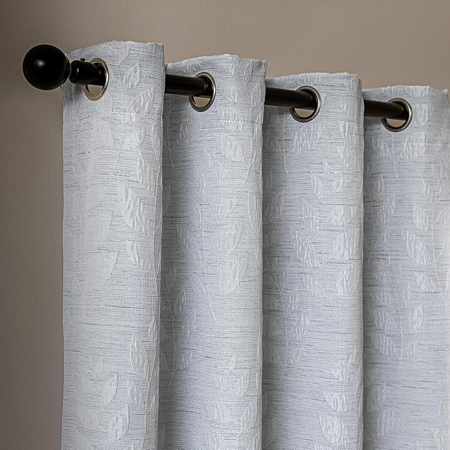 SLEEP ZONE Blackout Curtains for Bedroom and Living Room, Curtains & Drapes with Thermal Insulation for Room Darkening, Jacquard 180 GSM Window Curtain Panels, Light Gray, 52" × 95"