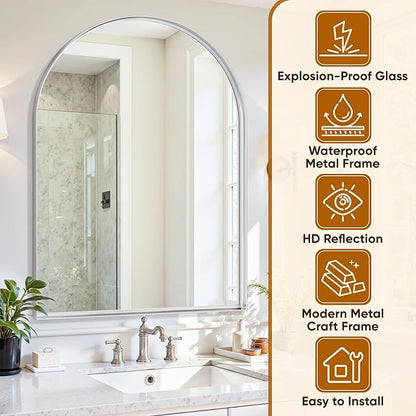 Arched Mirror 30"x40", Bathroom Mirror, Wall Mounted Vanity Mirror - Image 5