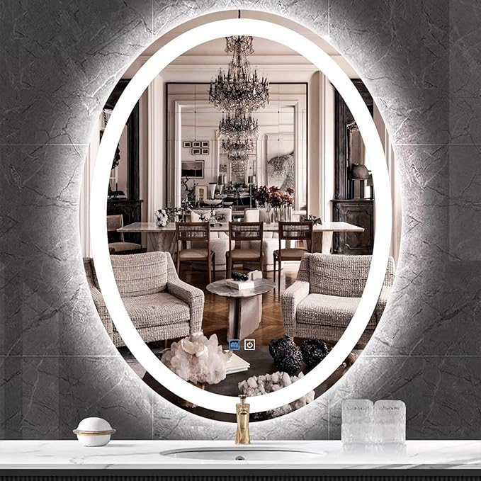 24 x 32 Inch Oval Vanity Mirror by MEIOUKA