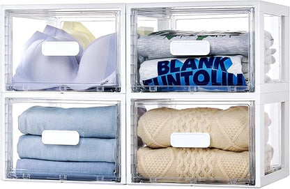 Vtopmart 4 Pack 18QT White Stackable Storage Drawers, Easily Assemble Closet - Image 7
