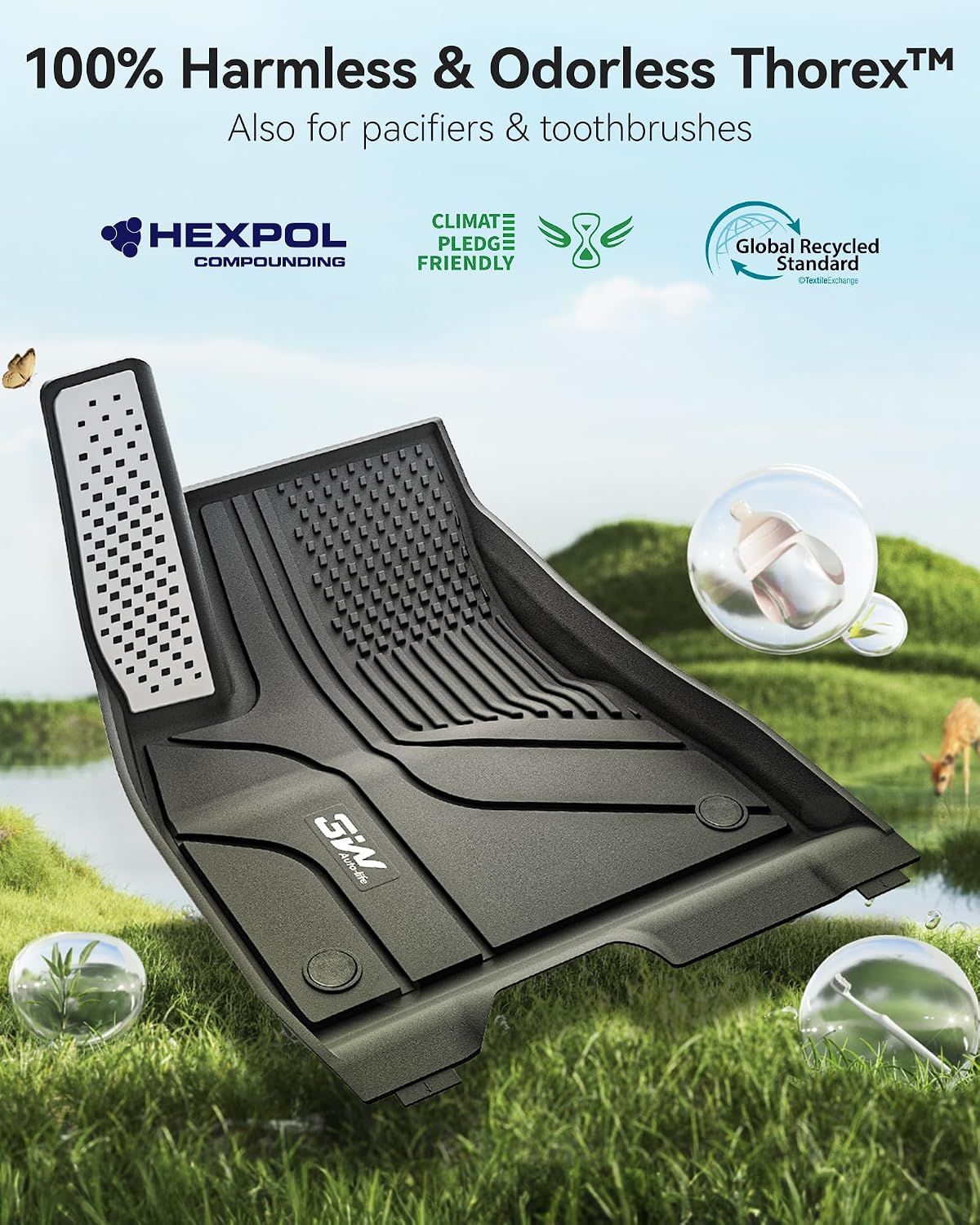 3W Floor Mats with Metal Pedal for Tesla Model 3 Highland 2024-2026