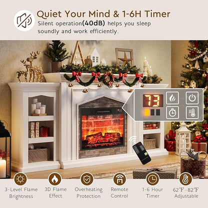 LGHM 80" Fireplace TV Stand for TVs Up to 90 Inch, Electric Fireplace - Image 7