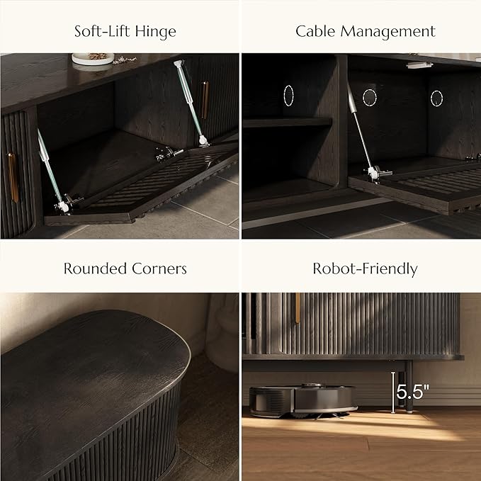 POVISON Fully-Assembled Mid Century Modern TV Stand - Image 3