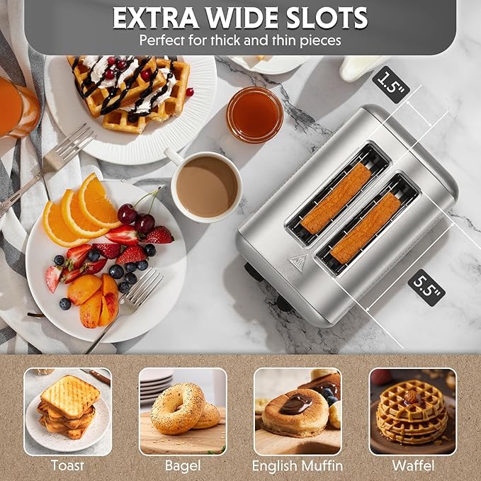 BUYDEEM DT420 2 Slice Toaster, Stainless Steel Toaster - Image 3