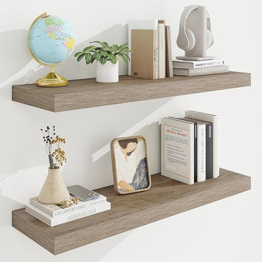 32in Floating Shelves for Wall, 2 Pack Long Wall Mounted Engineered Wood Shelves by Marsmiles