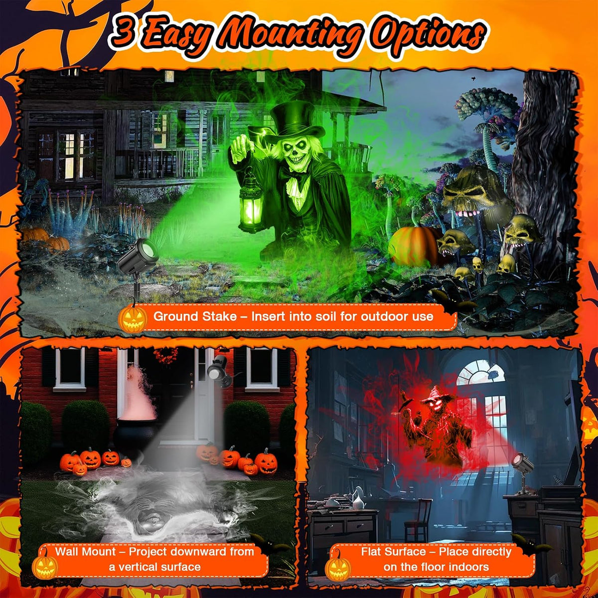12 in 1 Halloween Decorations Outdoor 3D Dynamic Projector Light