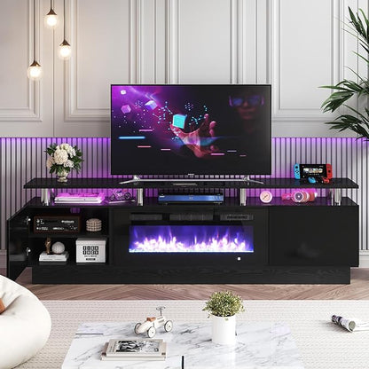 Fireplace TV Stand with Two Hinged Doors by Breezestival