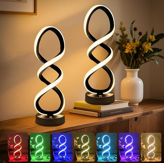 Modern Table Lamp, 7 Colors 10 Light Modes Spiral Design Table Lamp, Touch by Adebime