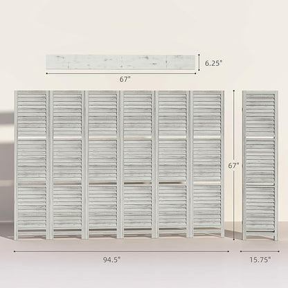 HOMCOM Room Divider, 6 Panel 67" Tall Wood Privacy Screen - Image 7