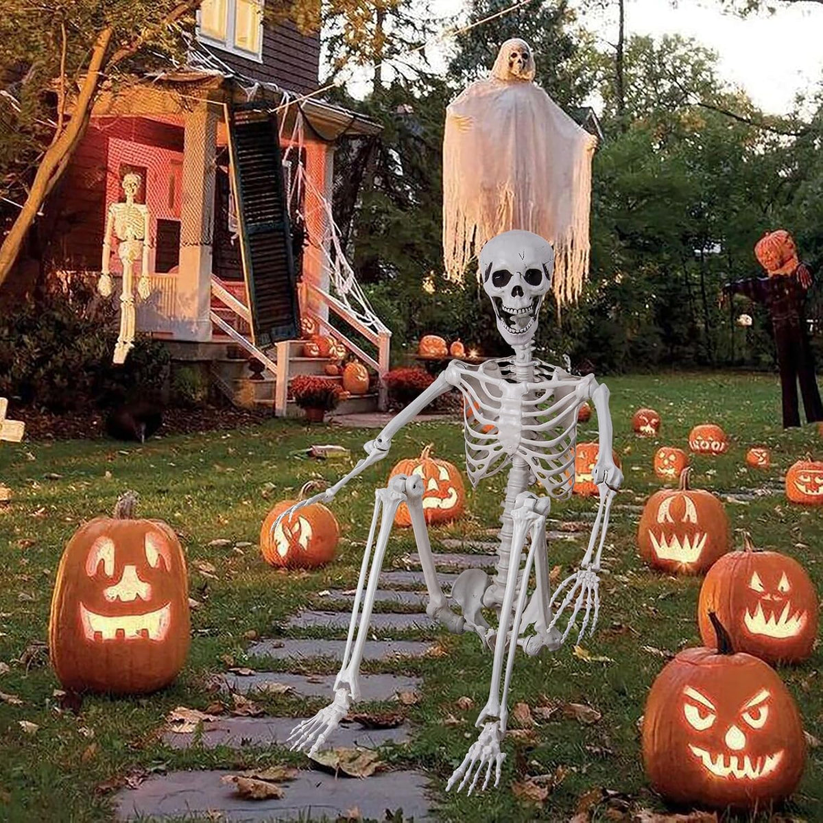 5.9ft/180cm Posable Halloween Skeleton, Life Size Skeleton Bones with Movable...