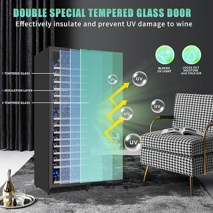 200 Bottle Dual Zone Wine Fridge, 24 Inch Large Wine Cooler Refrigerator - Image 4