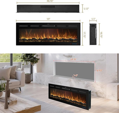 50 Inch WiFi-Enabled Recessed Electric Fireplace Inserts - Image 7