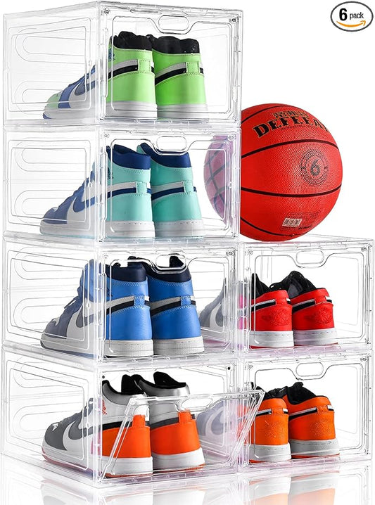 6 Pack Large Shoe Storage Box, Shoe Containers by INSTY