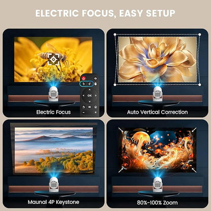 【Electric Focus】Mini Projector, Projector 4K 1080P Support, 260 ANSI Lumens - Image 3