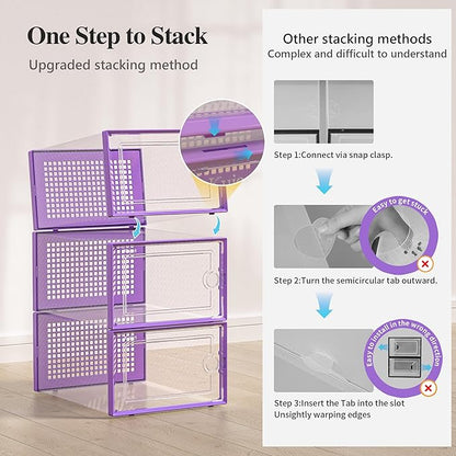 Kuject X-Large Shoe Storage Boxes Organizers Clear Plastic Stackable 12 Pack - Image 4