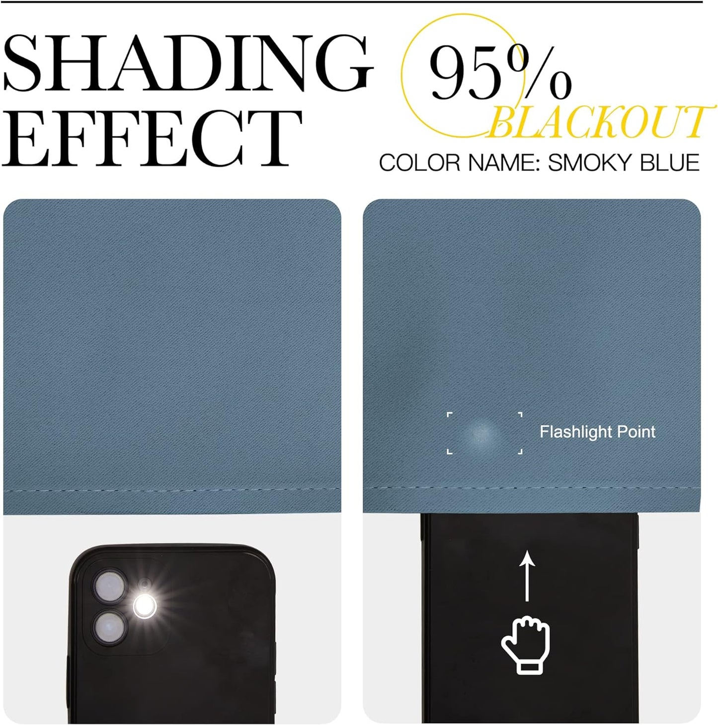NICETOWN Blackout Curtains Window Drapes - (Smoky Blue Color) 52 inches W by 63 inches L, Set of 2, Blackout Curtain Panels for Boy's Nursery